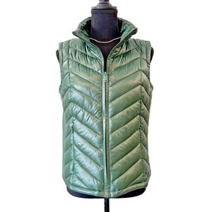 New Calvin Klein Green Quilted Vest Chevron Zip Puffer Sleeveless Size Small NWT